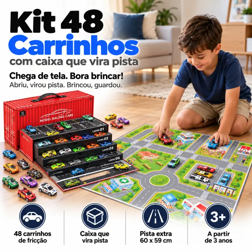 Mundoca Garagem - Kit 48 Carrinhos de Fricção - Imagem 1