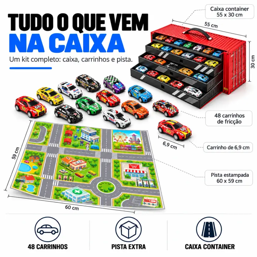 Mundoca Garagem - Kit 48 Carrinhos de Fricção - Imagem 6